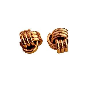 Avon, Gold Knot Earrings by Avon, Clip-On, 1” Round, Unique Knot.